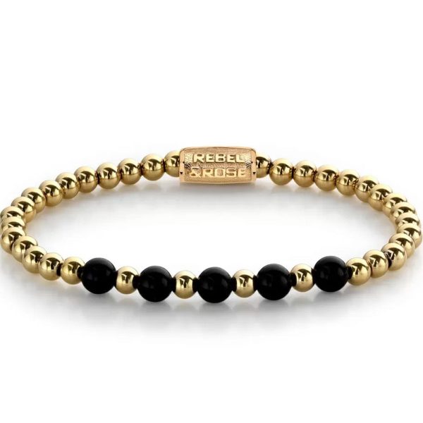 Rebel & Rose Yellow Gold meets Black Madonna femelle bracelet S RR-60080-G-S