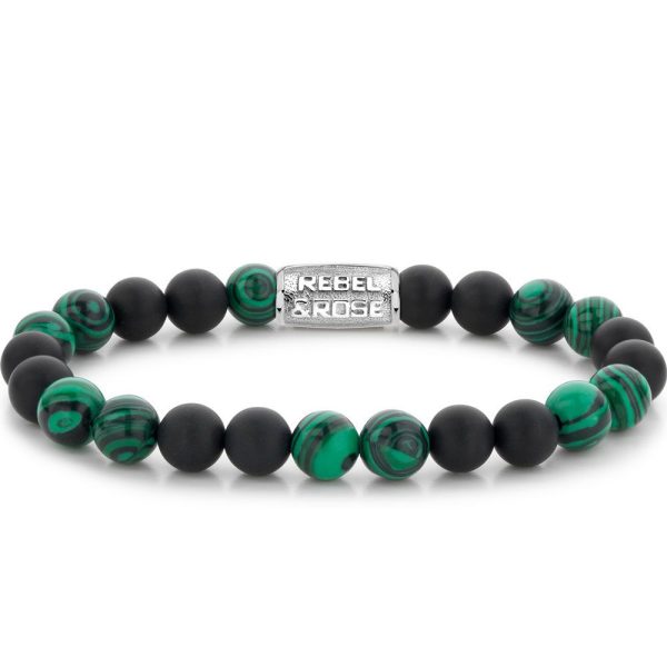 Rebel & Rose Matt Malachite Twist homme bracelet L RR-80068-S-L