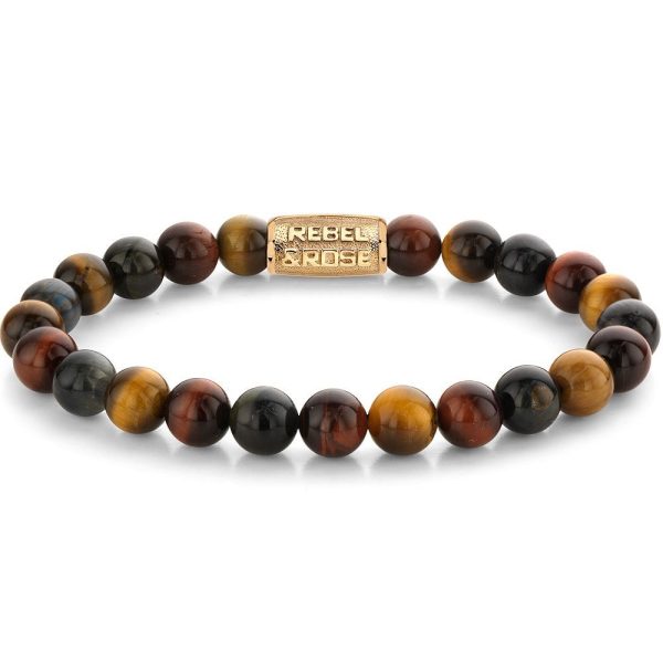 Rebel & Rose Who's afraid of the Tiger Gold homme bracelet M RR-80088-G-M