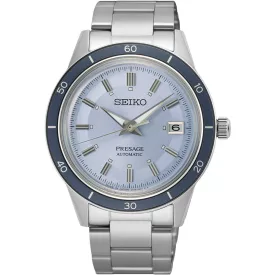   Seiko Presage European Exclusive in Retro Blue Limited Edition montre pour hommes ensemble SRPL19J1